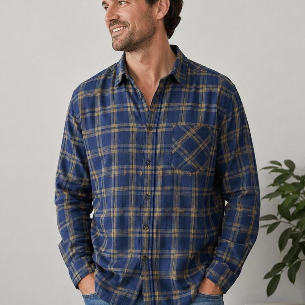 Mens blue tan plaid